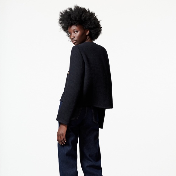 Zara METAL BUTTON JACKET - Navy blue - Picture 4 of 14